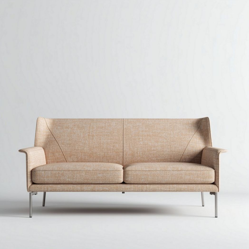 Fabric loveseat sofa with metal legs 180 x 85 x 75cm beige color