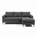 Sectional sofa in dark gray fabric with wooden legs 200 x 90 x 85cm
