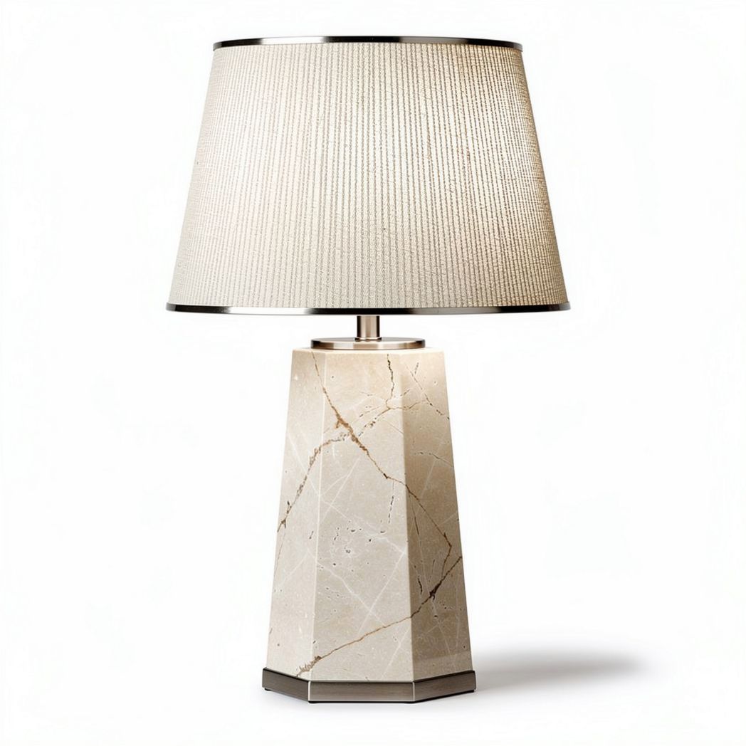 Marble base table lamp with fabric shade 30 x 30 x 60cm