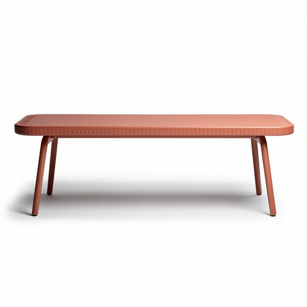 Metal outdoor coffee table in terracotta color dimensions 140 x 80 x 45cm