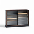 Wooden display cabinet with glass doors and adjustable shelves 120 x 40 x 80cm