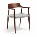 Wooden armchair with woven seat in grey 50 x 50 x 75cm for dining or office use