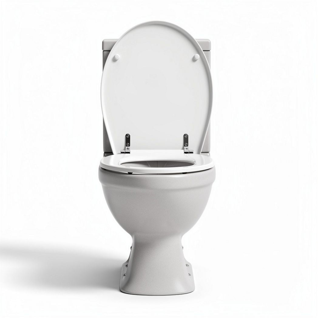 White ceramic toilet elongated bowl with soft-close lid 70 x 40 x 45cm