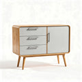 Wooden sideboard with three drawers and one cabinet in light gray 80 x 40 x 70cm