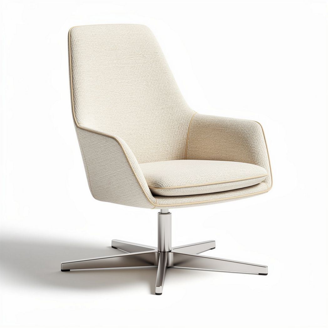 Modern swivel chair with fabric upholstery and metal base 65 x 65 x 90cm